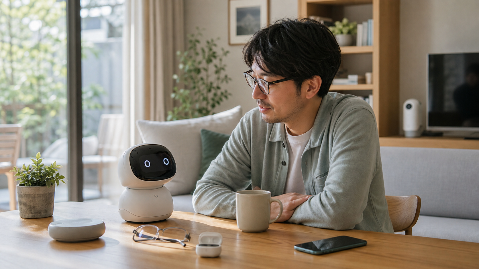 暮らしの中で人と会話する小型AIロボット