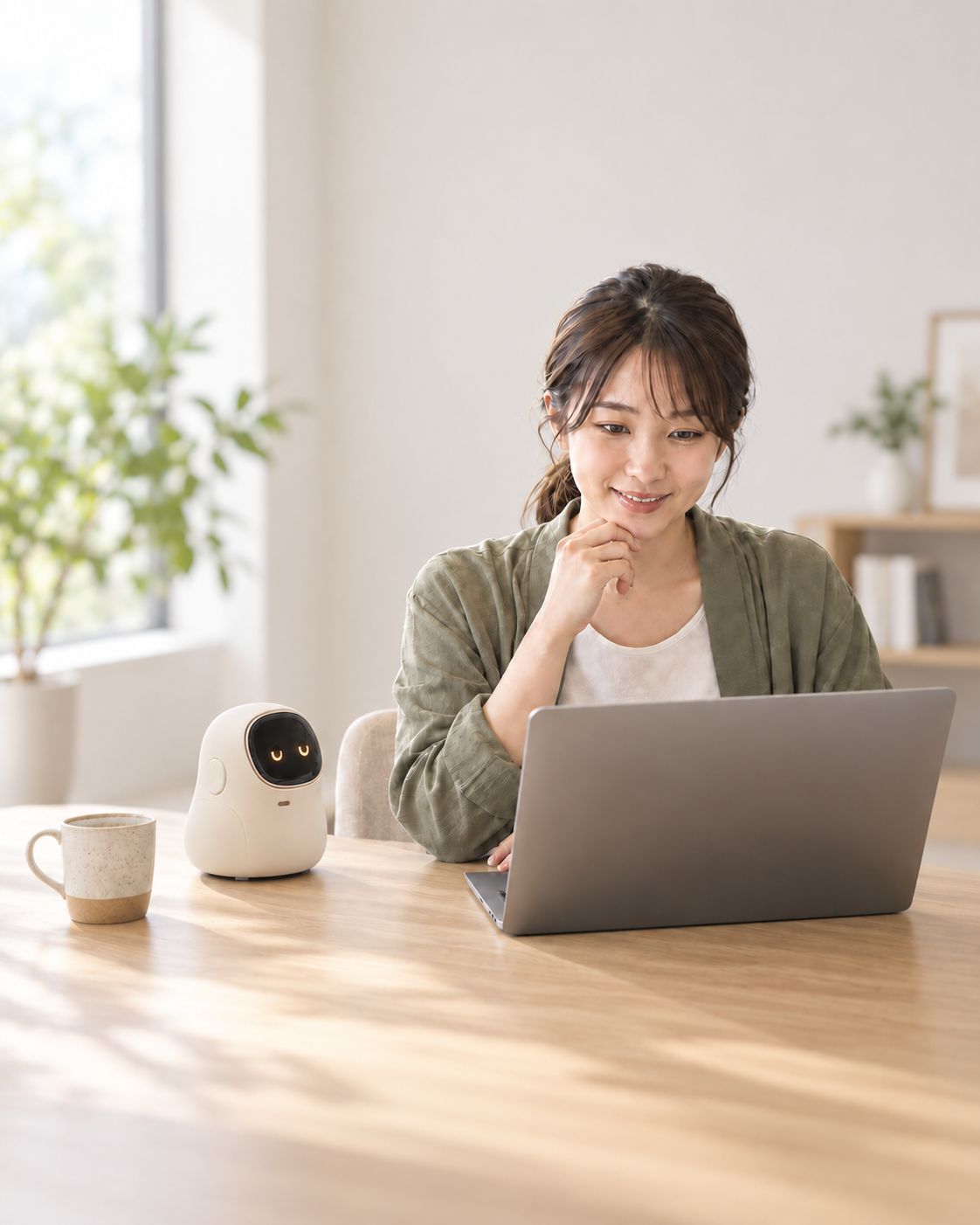 オフィスでチャッピーとホームページを更新する様子